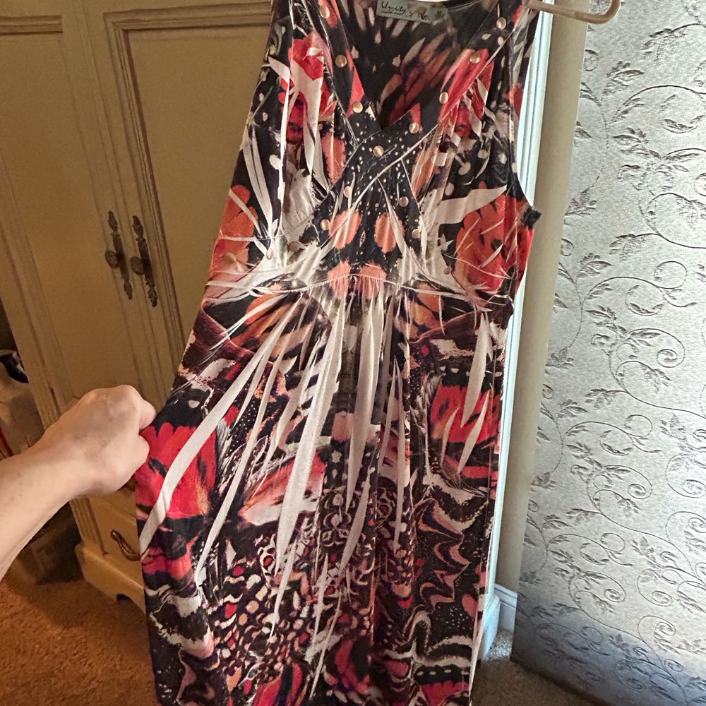 Colorful long summer dress Size M Fits like a 10. Unity World Wear